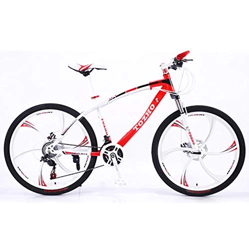 Vélos de montagnes : LOISK Montagne Vélo VTT, 26 inch 21 / 24 / 27 Vitesses Bicycle, Frein à Double Disque, Étudiant Adolescent Femme Adulte Homme, Rouge, 24 Speed