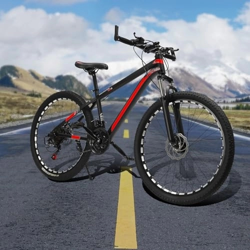 Vélos de montagnes : LOYEMAADE Vélo noir 26 pouces VTT VTT VTT 21 vitesses vélo roue d'inertie de positionnement, fourche avant amortissante les chocs, freins à disque mécaniques avant et arrière