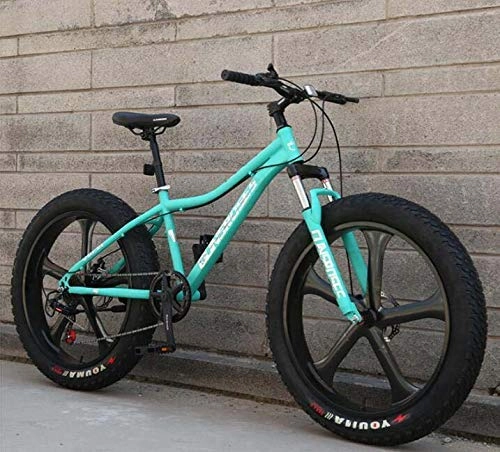 Vélos de montagnes : LUO Vélo, VTT semi-rigide de 26 pouces pour adultes, cadre en acier à haute teneur en carbone, fourche à ressort à suspension complète, frein à double disque, noir, 24 vitesses, vert, 7 vitesses