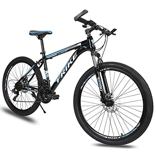 Vélos de montagnes : LXZH VTT 21 Vitesses Shimano, 26 Pouces Cadre en Acier au Carbone à vélo, l'absorption de Choc de la Double vélo de Frein à Disque pour Hommes Femmes, Bleu