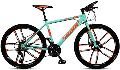 Vélos de montagnes : LYQZ Solide 24 Pouces Mountain Bikes, Double Disque de Frein VTT Hardtail, Hommes Femmes Haute teneur en Carbone en Acier Tout Terrain Alpin Vlos (Color : 21 Speed, Size : Blue 10 Spoke)