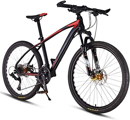 Vélos de montagnes : LYQZ Solide 26inch 27 Vitesses Mountain Bikes, Double Frein Disque Hardtail VTT, Hommes Femmes Adultes Tout-Terrain VTT, Missing & Guidon (Color : Red)