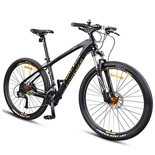Vélos de montagnes : MJY VTT semi-rigide, 27, 5 pouces Big Wheels Mountain Trail Bike, cadre en fibre de carbone pour hommes, VTT tout terrain, or, Or, 30 vitesses