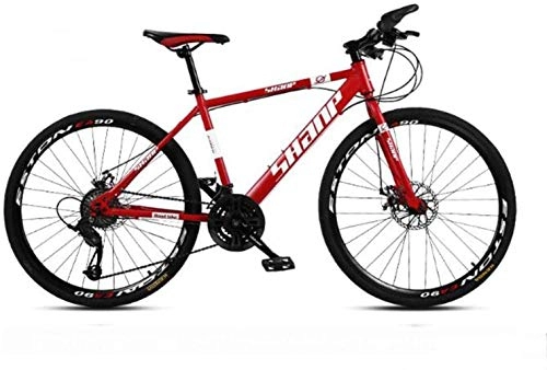 Vélos de montagnes : MJY Vélo 24 pouces pour hommes Vélos de montagne, VTT en acier à haute teneur en carbone, siège réglable pour vélo de montagne, 21, 23, 27, 30 vitesses, rayon blanc rouge noir 6-27, 27