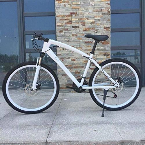 Vélos de montagnes : MJY Vélo 26 pouces VTT, vélo de montagne à queue dure en acier à haute teneur en carbone, vélo léger avec siège réglable, frein à double disque 7-2, blanc