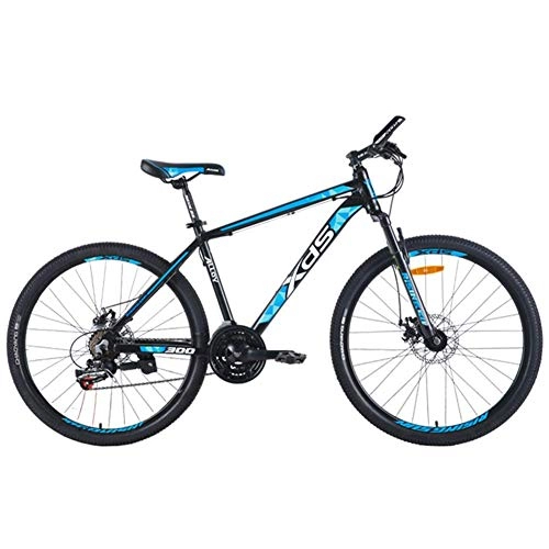 Vélos de montagnes : MJY Vélos de montagne 26 pouces, VTT 21 vitesses en aluminium avec double frein à disque, vélo alpin adulte, vélos antidérapants, VTT semi-rigide, Bleu foncé, 17 pouces