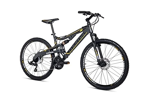 Vélos de montagnes : Moma Bikes Vélo VTT, EQX 26", Aluminium. SHIMANO 24V, Freins a Disque, Double Suspension (L-XL)