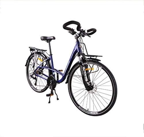 Vélos de montagnes : Mountain Bike City Comfort 700C Cadre de vélo en Alliage d'aluminium 30 Vitesses verrouillable Fourche Avant Double Frein à Disque Hommes et Femmes vélo Tout Terrain Double étagère Bleu