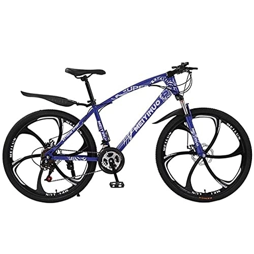 Vélos de montagnes : MQJ Vélo pour garçon - 26" - 21 / 24 / 27 vitesses - Double suspension et freins à disque - Bleu / 27 vitesses