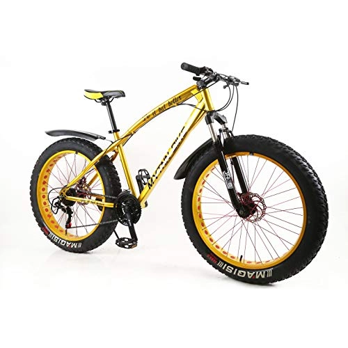 Vélos de montagnes : MYTNN Fatbike 26" 21 vitesses Shimano Fat Tyre 2020 VTT 47 cm RH Bike Fat Bike Fat Bike, Cadre doré / jantes dorées., 26''