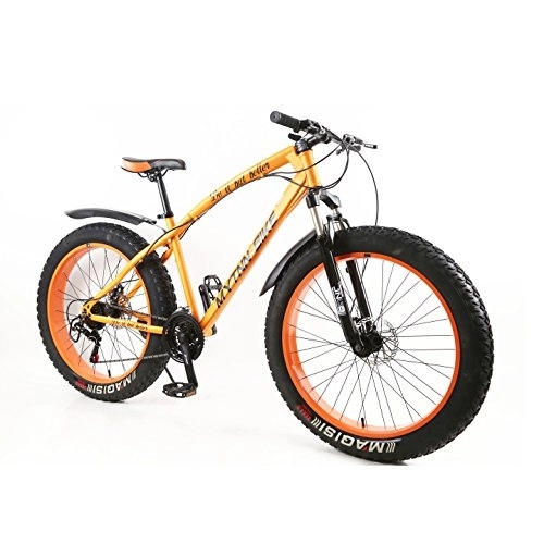 Vélos de montagnes : MYTNN Fatbike 26" 21 vitesses Shimano Fat Tyre 2020 VTT 47 cm RH Snow Bike Fat Bike (cadre orange / orange)