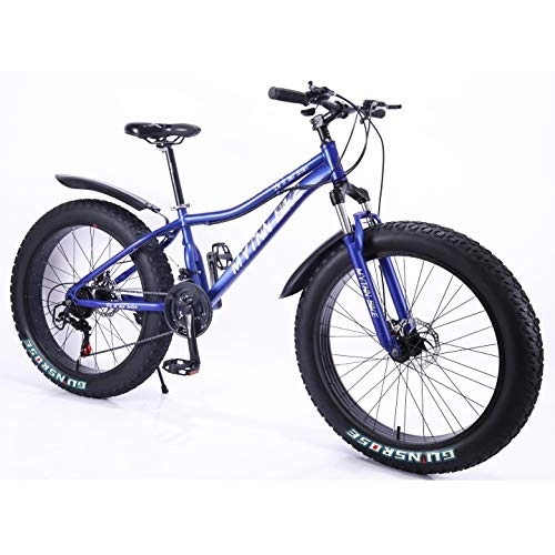 Vélos de montagnes : MYTNN Fatbike Nouveau style 26" 21 vitesses Shimano Fat Tyre VTT 47 cm RH Snow Bike Fat Bike (Bleu)