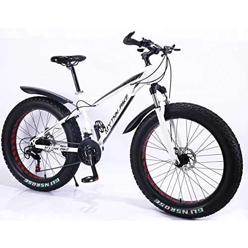 Vélos de montagnes : MYTNN Fatbike Vélo de montagne 26" 21 vitesses Shimano Fat Tyre 47 cm RH Snow Bike Fat Bike (blanc)