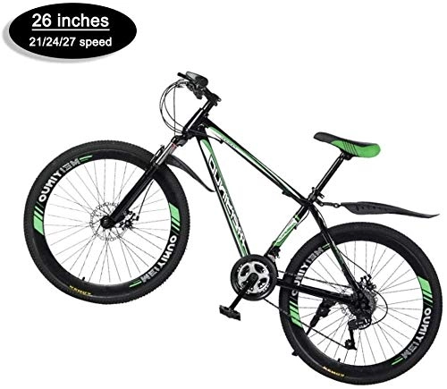 Vélos de montagnes : NENGGE VTT 26 pouces avec double disque de frein, VTT adulte, Semi-rigide vélo avec siège réglable, acier épaissie cadre carbone roue à rayons (Color : 26inch)
