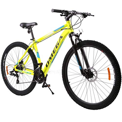 Vélos de montagnes : OMEGA BIKES - Vélo de Ville Unisexe pour Adulte - Jaune - 27, 5 cm