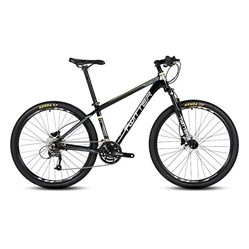Vélos de montagnes : PXQ Adultes VTT Shimano M370-27 Vitesses Dual Line Disc Brake Off-Road Bike pour Hommes et Femmes en Alliage d'aluminium vélos avec Amortisseur 26 / 27, 5 Pouces, Black3, 27.5"*15.5