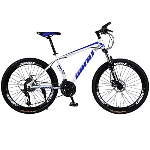 Vélos de montagnes : QCLU 26 Pouces vélo avec fourches de Suspension et éclairage 21 Vitesses Shimano Freins à Disque VTT Semi-Rigide, Trekking Vélo Hommes Vélo Filles vélo, VTT Full Suspension (Color : Blue)