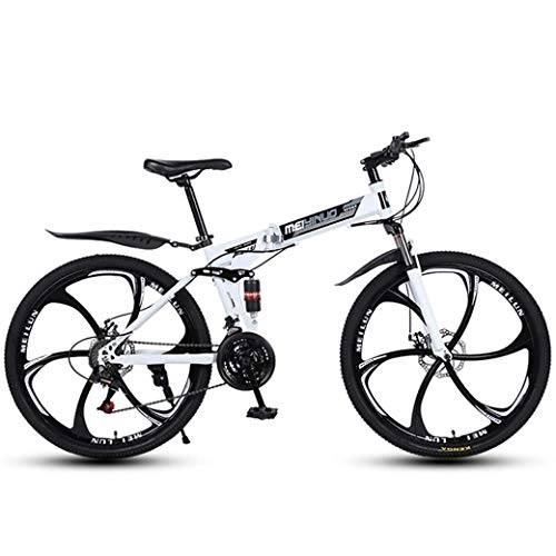 Vélos de montagnes : QGL-HQ 26" 21Speed ​​VTT for Adultes, en Aluminium léger Suspension Avant Cadre, Fourche à Suspension, Frein à Disque Sports de Plein air Mountain Bike (Color : White, Size : D)
