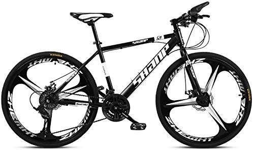 Vélos de montagnes : QXX 24 Pouces Mountain Bikes, Double Disque de Frein VTT Hardtail, Hommes Femmes Haute teneur en Carbone en Acier Tout Terrain Alpin Vélos (Color : 27 Speed, Size : Black 3 Spoke)