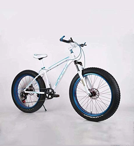 Vélos de montagnes : QZ Fat Tire Version amliore Mens Mountain Bike, Double Frein Disque / Haut-Carbone Vlos Cruiser Cadre en Acier 7 Vitesse, Plage Motoneige Vlo 24-26 Pouces Roues (Color : E, Size : 24inch)