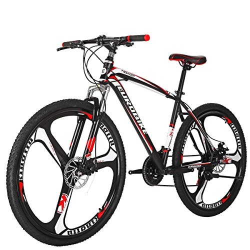Vélos de montagnes : SL VTT Hardtail X1 21 vitesses, vélo de montagne 27, 5 cm, roues à 3 rayons double suspension (rouge)