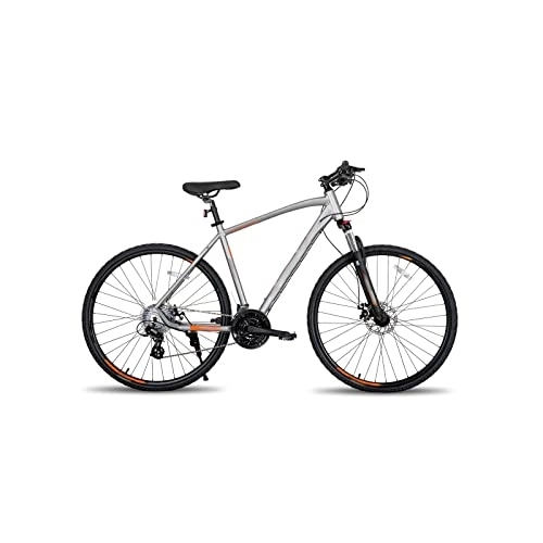 Vélos de montagnes : TABKER Vélo de Route Hybrid Bike Aluminum 24 Speed with Locking Suspension Front Fork Disc Brake City Commuter Comfort Bike (Color : White)