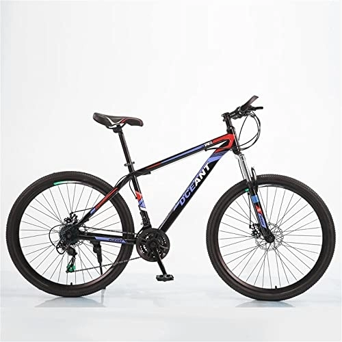 Vélos de montagnes : TAURU Vélo de 27, 5 pouces, VTT pour homme, VTT pour adulte, fourche à ressort, frein à disque mécanique, cadre en acier au carbone (bleu)