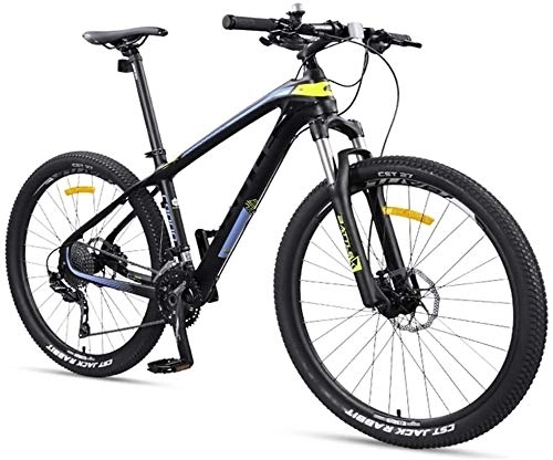 Vélos de montagnes : Ultra-Light en fibre de carbone Cadre Mountain Trail vélo, 27.5 pouces adultes Mountain Bikes, double frein à disque Hommes Femmes Hardtail Vélo de montagne,