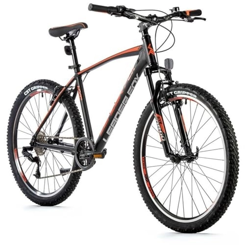 Vélos de montagnes : Velo Musculaire VTT 26 Leader Fox MXC 2023 Homme Noir Mat-Orange 8V Cadre 16 Pouces (Taille Adulte 160 à 168 cm)