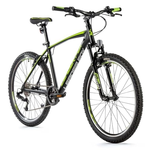 Vélos de montagnes : Velo Musculaire VTT 26 Leader Fox MXC 2023 Homme Noir Mat-Vert 8V Cadre 16 Pouces (Taille Adulte 160 à 168 cm)