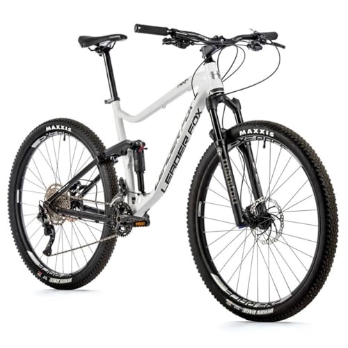 Vélos de montagnes : Velo Musculaire VTT Leader Fox 29 Trion 2021 Tout Suspendu Homme Blanc-Noir 10V (Cadre 19, 5" - H50cm - L - pour Adulte DE 178cm à 185cm)