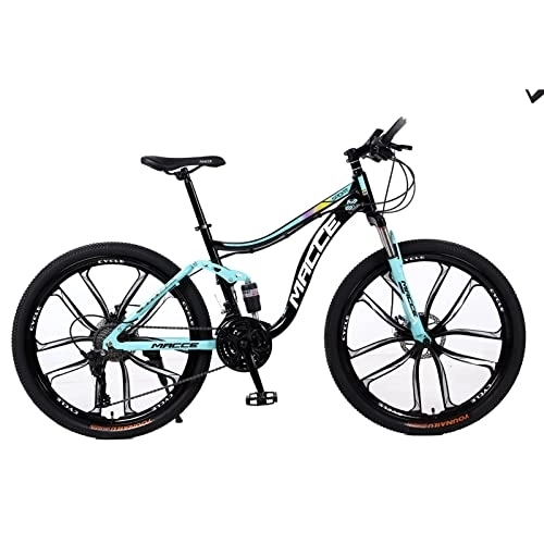 Vélos de montagnes : VTT 26'' VTT 21 / 24 / 27 vitesses double amortisseur vélo arrière souple double frein à disque (bleu, 10 rayons, 27 vitesses)