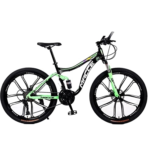 Vélos de montagnes : VTT 26'' VTT 21 / 24 / 27 vitesses VTT double amortisseur vélo arrière souple double frein à disque (vert, 10 rayons, 24 vitesses)