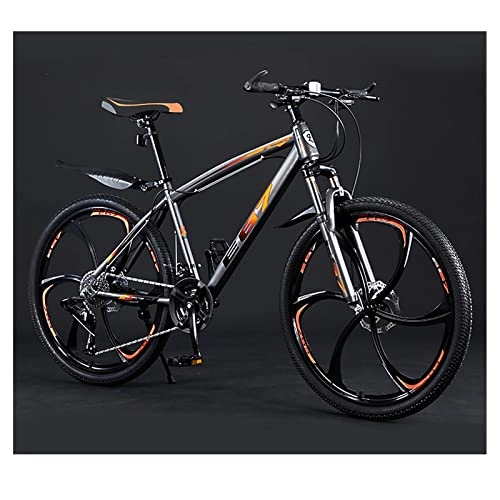 Vélos de montagnes : VTT de 24 pouces 26 pouces VTT à double disque VTT pour homme et femme avec vitesse variable (couleur orange) 6 roues de mesure 24 pouces