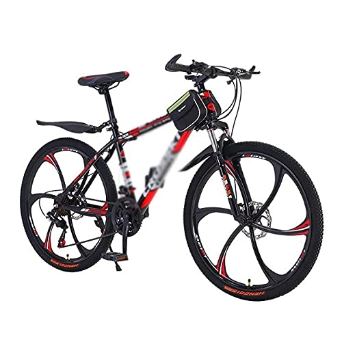 Vélos de montagnes : VTT de 66 cm avec 21 / 24 / 27 vitesses, antidérapant, pour adultes et femmes, en acier à haute teneur en carbone avec double freins à disque et suspension complète (Taille : 27 vitesses, couleur : rouge)