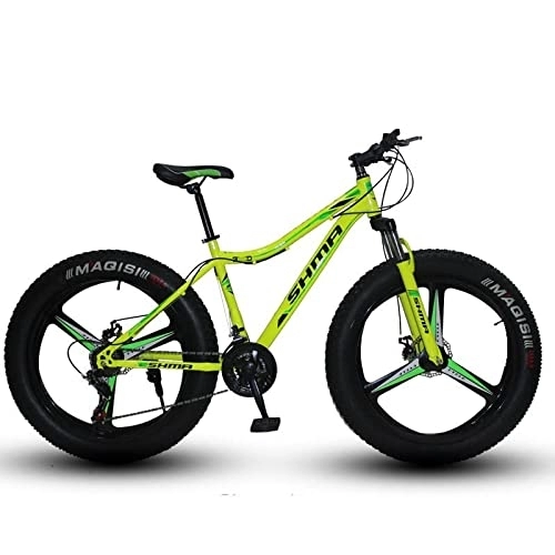 Vélos de montagnes : VTT de 66 cm, vélo de neige, vélo de route, VTT à gros pneus pour adultes, vélo de trail à 21 vitesses, cadre en acier à haute teneur en carbone, double suspension complète à double disque (jaune1)