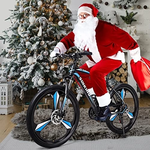 Vélos de montagnes : VTT Shimanos avec frein à disque pour homme et femme - 21 vitesses - Cadre en acier à haute teneur en carbone - Roue de 66 cm - Vélo adulte et femme avec (noir, 581)