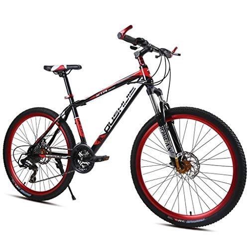 Vélos de montagnes : VTT, vlo tout terrain, Vlos de montagne, 26" Mountain Bicycles avec double frein disque et suspension avant, 21 / 24 / 27 vitesses, cadre en acier au carbone MTB Bike ( Color : Red , Size : 27 Speed )
