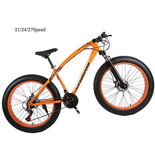 Vélos de montagnes : VTT, vélo pliant unisexe 4, 0 Fat Tire VTT à haut carbone Cadre en acier VTT Vélos d'exercice amortissant les chocs Vélo de route de vélo unisexe Étudiant extérieur ( Color : Orange , Size : 24Speed )
