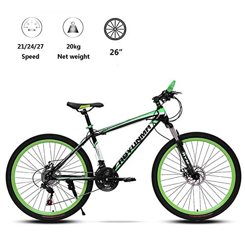 Vélos de montagnes : Vélo 21 / 24 / 27 Speed ​​VTT 26 pouces VTT Suspension vélo choc Absorption à vitesse variable vélo haute en acier au carbone extérieur CYCLISTE AQUILA1125 (Color : Green)