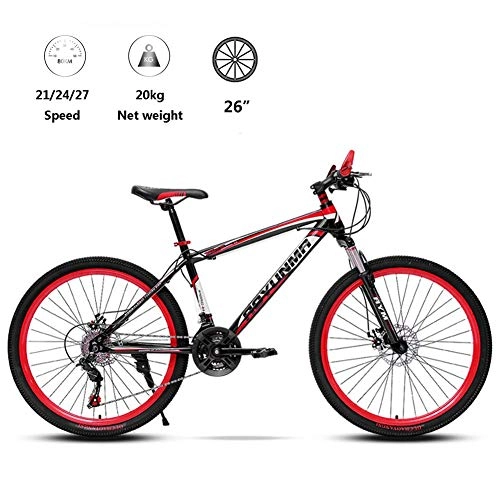 Vélos de montagnes : Vélo 21 / 24 / 27 Speed ​​VTT 26 pouces VTT Suspension vélo choc Absorption à vitesse variable vélo haute en acier au carbone extérieur CYCLISTE AQUILA1125 (Color : Red)