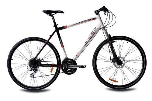 Vélos de montagnes : Vélo cross homme de 28 KCP Cross Moto Vélo Urbano Cross Line 1.0 en aluminium avec 24 g Acera Blanc Noir – 71, 1 cm (28 pouces)