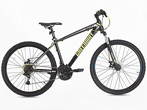 Vélos de montagnes : Vélo de montagne, cadre en acier Fourche, Suspension avant, Greenway Taille 66 cm (66 cm), Noir / jaune fluo, 26