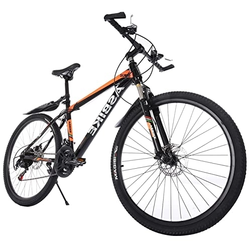 Vélos de montagnes : Vélo de montagne haute performance en acier au carbone 21 vitesses, suspension complète 66 cm, pneus de VTT 4, 5" (noir, taille unique)