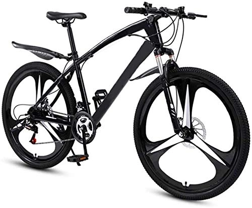Vélos de montagnes : Vélo de montagne pour adulte de 26 pouces, VTT semi-rigide à double frein à disque, vélo d'extérieur unisexe, VTT à suspension complète, cyclisme de course en plein air, 24 vitesses, noir à 3 ray