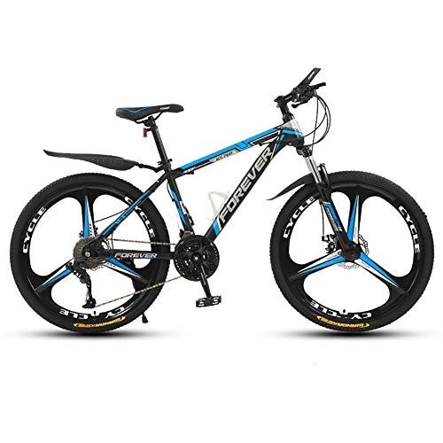 Vélos de montagnes : Vélo de montagne pour adultes, roues de 26 pouces, vélo de piste de montagne, acier à hautes bicyclettes en acier au carbone, suspension à 21 vitesses Vélo VTT, freins à double disque, bleu noir jiany
