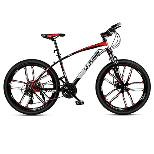 Vélos de montagnes : Vélo de montagne unisexe pour adulte et jeune - 66 cm - Cadre en acier au carbone - Double frein à disque à suspension avant - 21 / 24 / 27 vitesses - Pour homme et femme