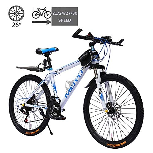 Vélos de montagnes : Vélo de montagne Vélos Gearshift, alliage d'aluminium Double Freins à disques Dirt Bike VTT, 26 pouces 21 / 24 / 27 / 30 Vitesse for Étudiant extérieur AQUILA1125 (Color : A)