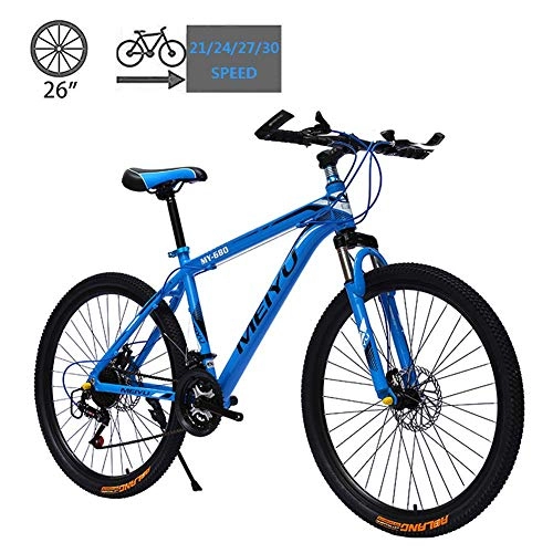 Vélos de montagnes : Vélo de montagne Vélos Gearshift, alliage d'aluminium Double Freins à disques Dirt Bike VTT, 26 pouces 21 / 24 / 27 / 30 Vitesse for Étudiant extérieur AQUILA1125 (Color : B)