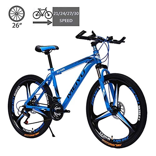 Vélos de montagnes : Vélo de montagne Vélos Gearshift, alliage d'aluminium Double Freins à disques Dirt Bike VTT, 26 pouces 21 / 24 / 27 / 30 Vitesse for Étudiant extérieur AQUILA1125 (Color : E)